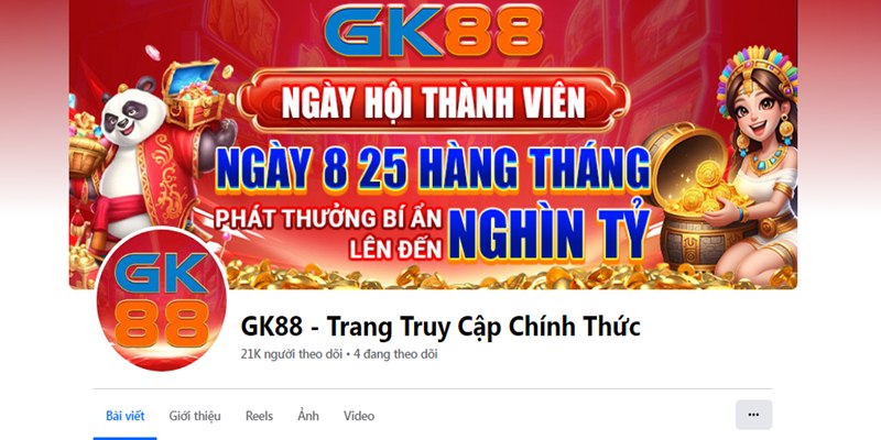 Tìm đến fanpage chính thức của GK88 để được hỗ trợ